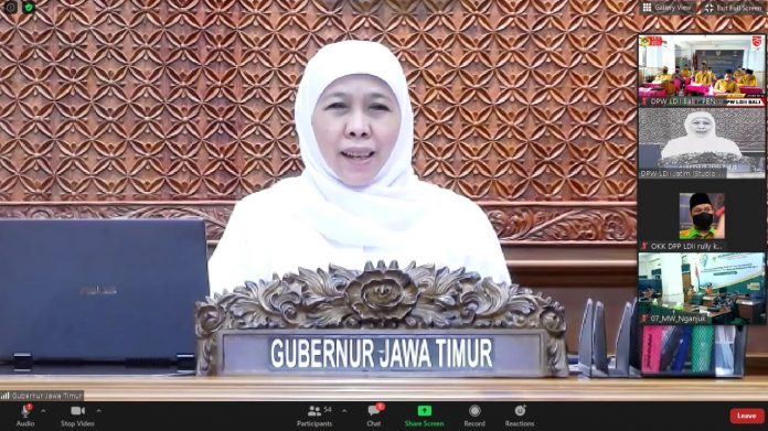 Buka Muswil DPW LDII Jatim Secara Virtual, Khofifah Beri Apresiasi